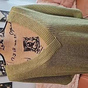 Zenana Outfitters Olive Green V-Neck Sweater